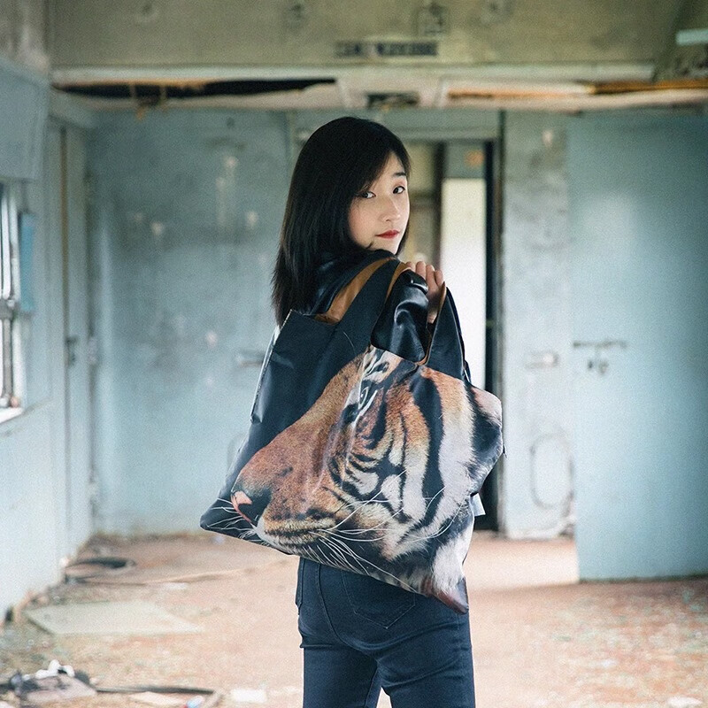 LOQI National Geographic Co-Branded Animal Pattern Lightweight Foldable Eco-Friendly Large Shopping Bag Shoulder Bag 50*42cm 3