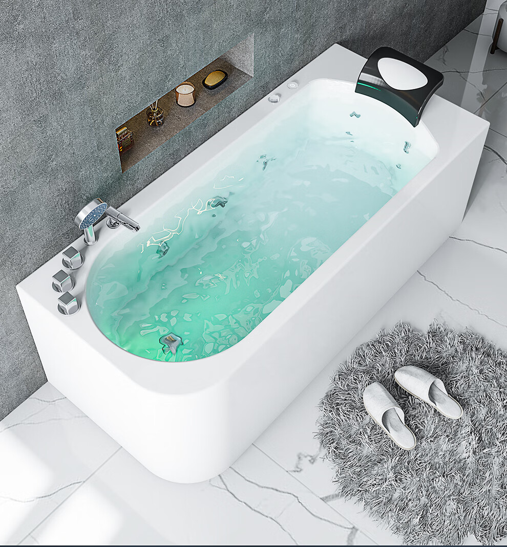 浪鲸ssww冲浪按摩浴缸亚克力浴缸独立式家用卫生间浴池双裙边防滑按摩