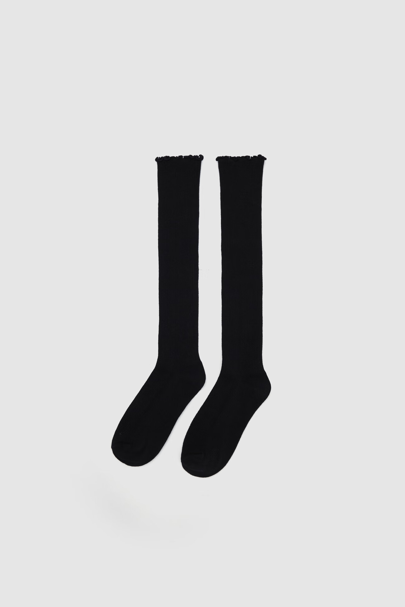 urban revivo2022冬季新款女士日系jk木耳边长袜袜子aw44ba1n2000 中