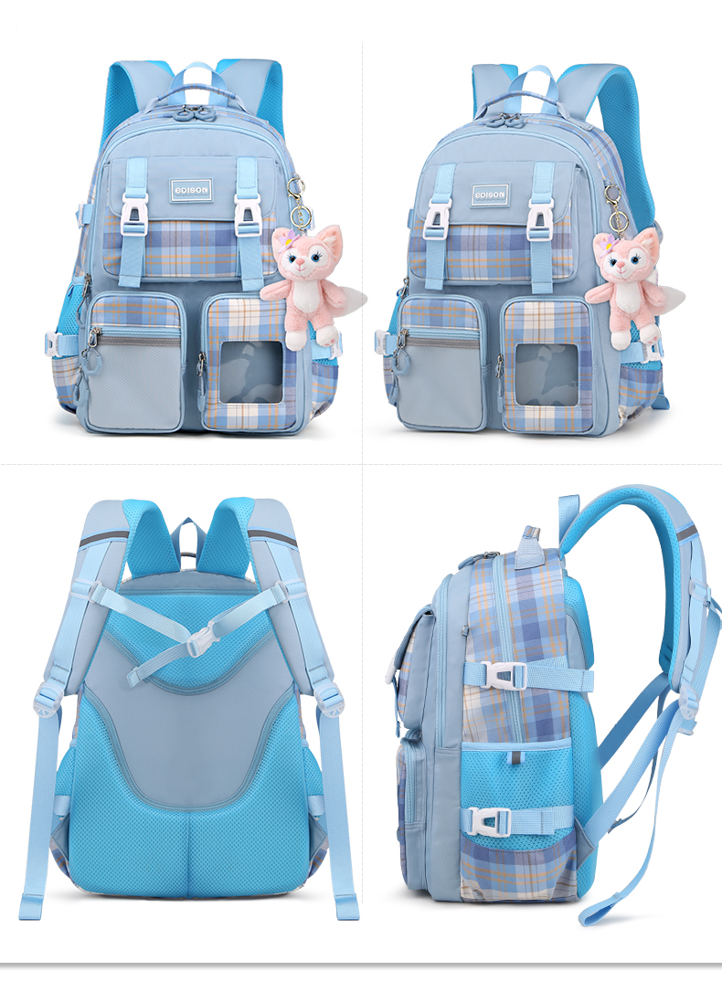 爱迪生初中生书包高颜值轻便减负护脊女生双肩包六年级大容量透气高中