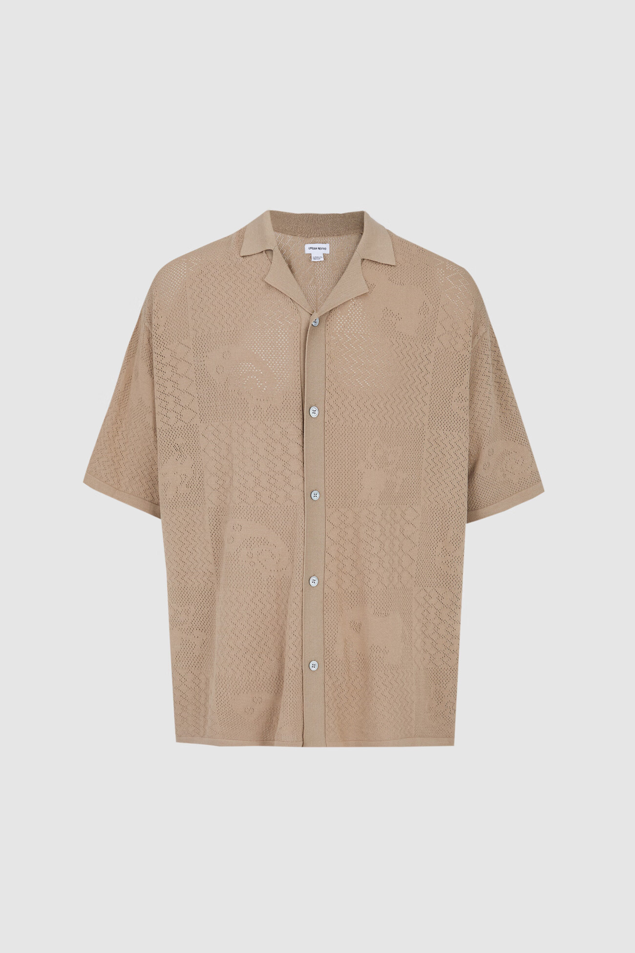 ur2022春夏新品男装休闲镂空图案宽松针织外套ml13s9dn2001卡其l