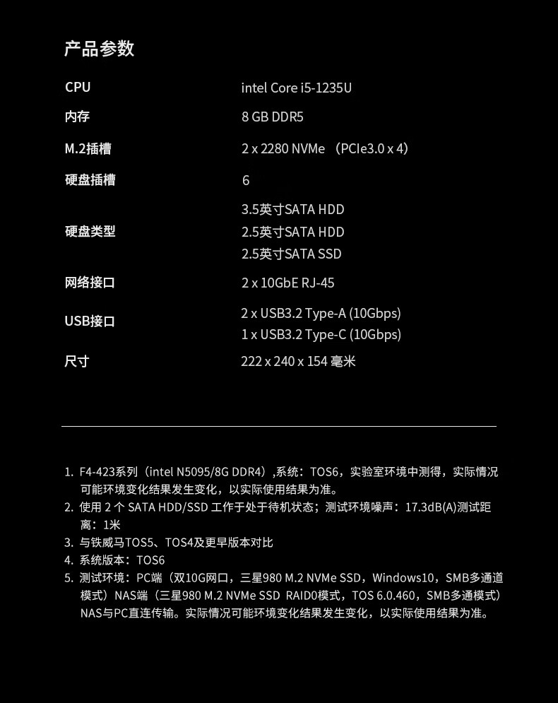 i5-1235U + 双万兆网口:铁威马 6 盘位 NAS 新低 4385 元 + 3 期免息