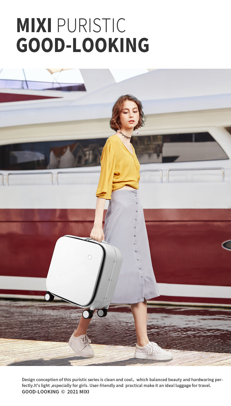 Mixi Front-Opening Aluminum Frame Suitcase, Trolley Case with Password Lock, Large Capacity Luggage for Travel, Carry-On Suitcase for Me 14