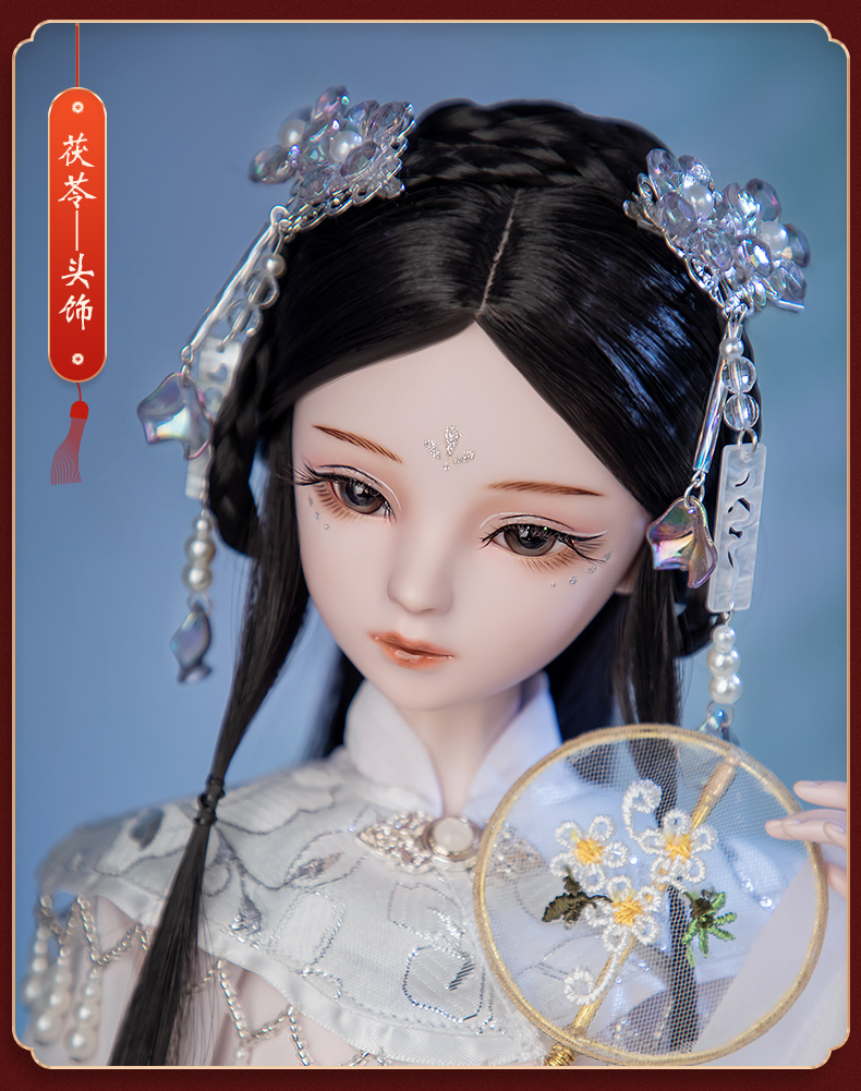 古装头饰60厘米娃娃可用配饰古风簪花步摇发钗迷你拍摄道具 灵灵头饰