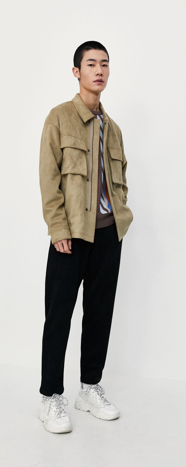 ur2021春季新品男装夹克领长袖合身版型夹克外套ml02r1ee2000 墨绿 m