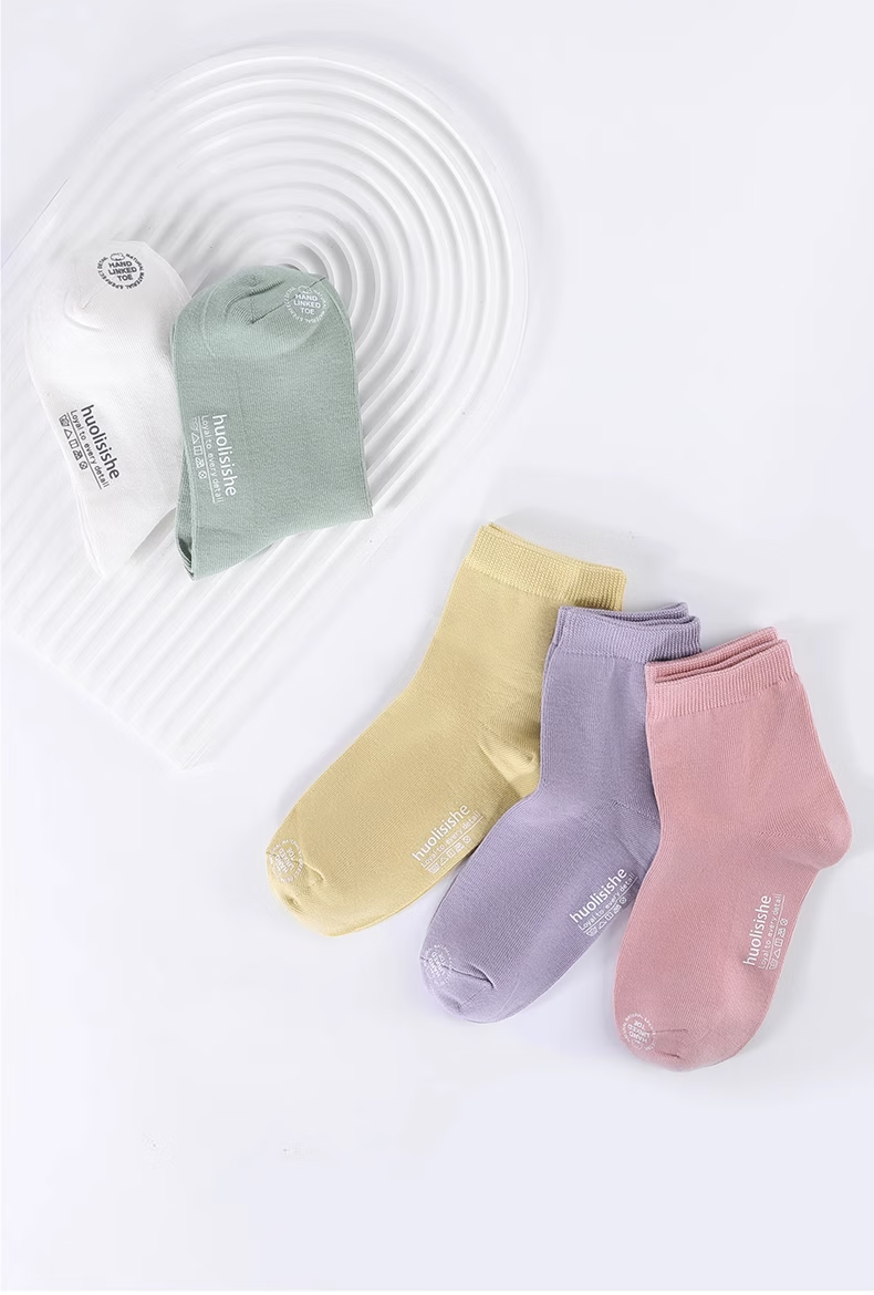 Hzasz Children's Socks Spring And Autumn Pure Cotton Seamless Girls' Kids' Baby Sweat-Absorbing Odor-Resistant Sports Mid-Calf Trendy Socks for Teenagers 11
