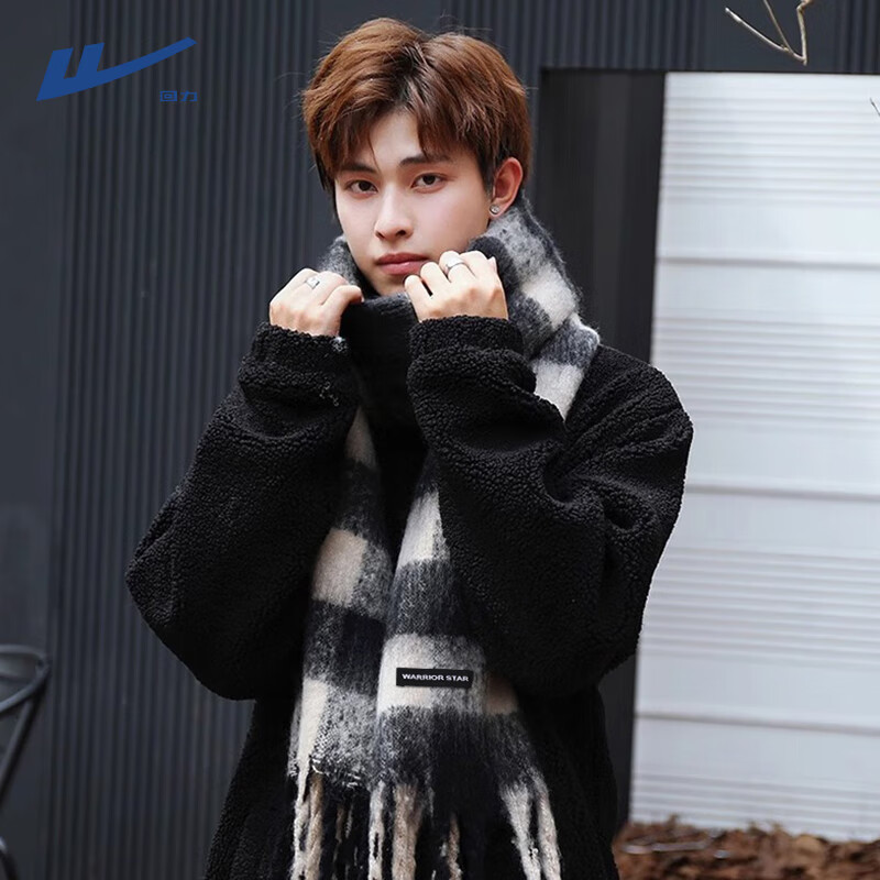 Warrior Men's Winter Extra Long Thick Warm Seahorse Wool Plaid Scarf Birthday Gift Couples Premium Scarf for Women 3