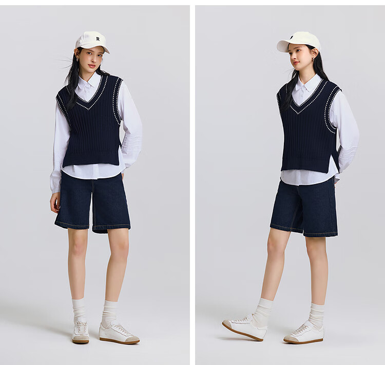 Semir [Mall Matching Style], Women's Long-Sleeve Shirt, V-Neck Vest, Spring 2025, Loose-Fitting Two-Piece Set, 101125105011 7