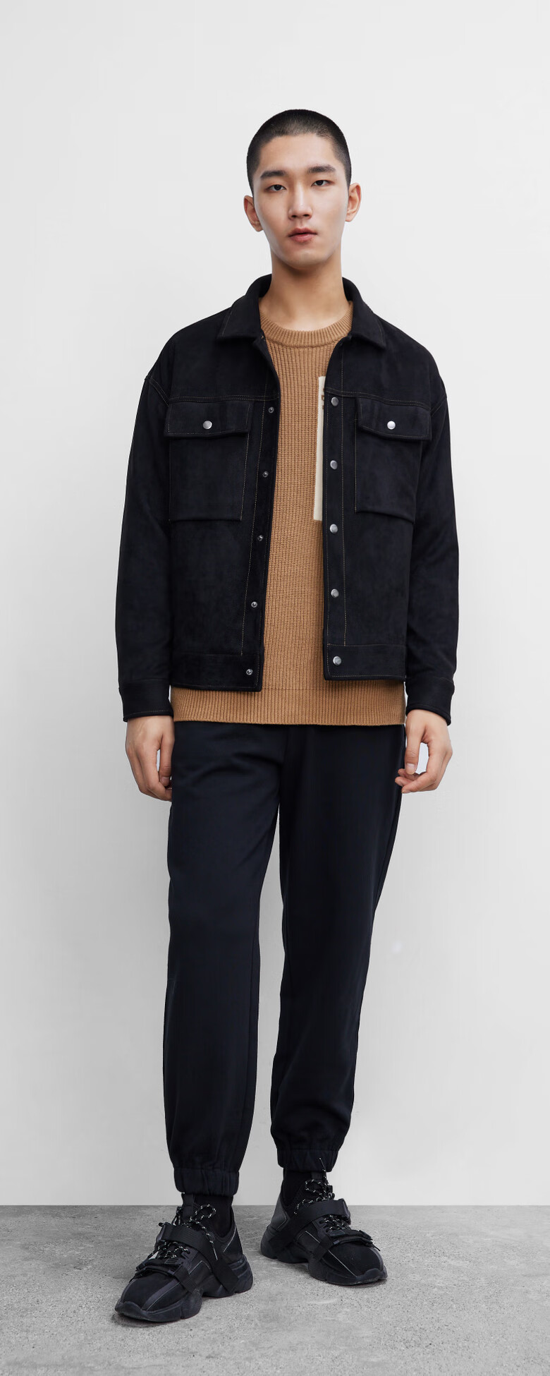 ur2021秋冬新品男装休闲时尚工装风宽松夹克外套ml42r1ee2000 正黑 l