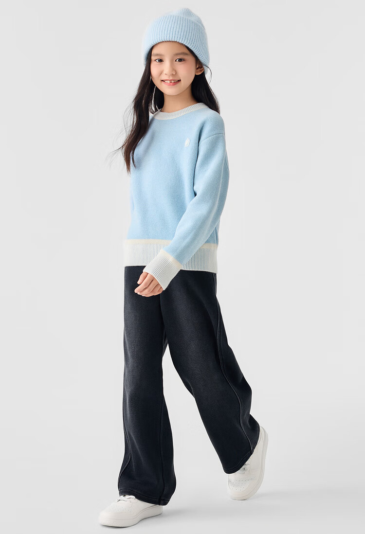 Balabala Kids Pullover Sweater Autumn Winter Crew Neck Colorblock Knitwear Trend 24103021 2