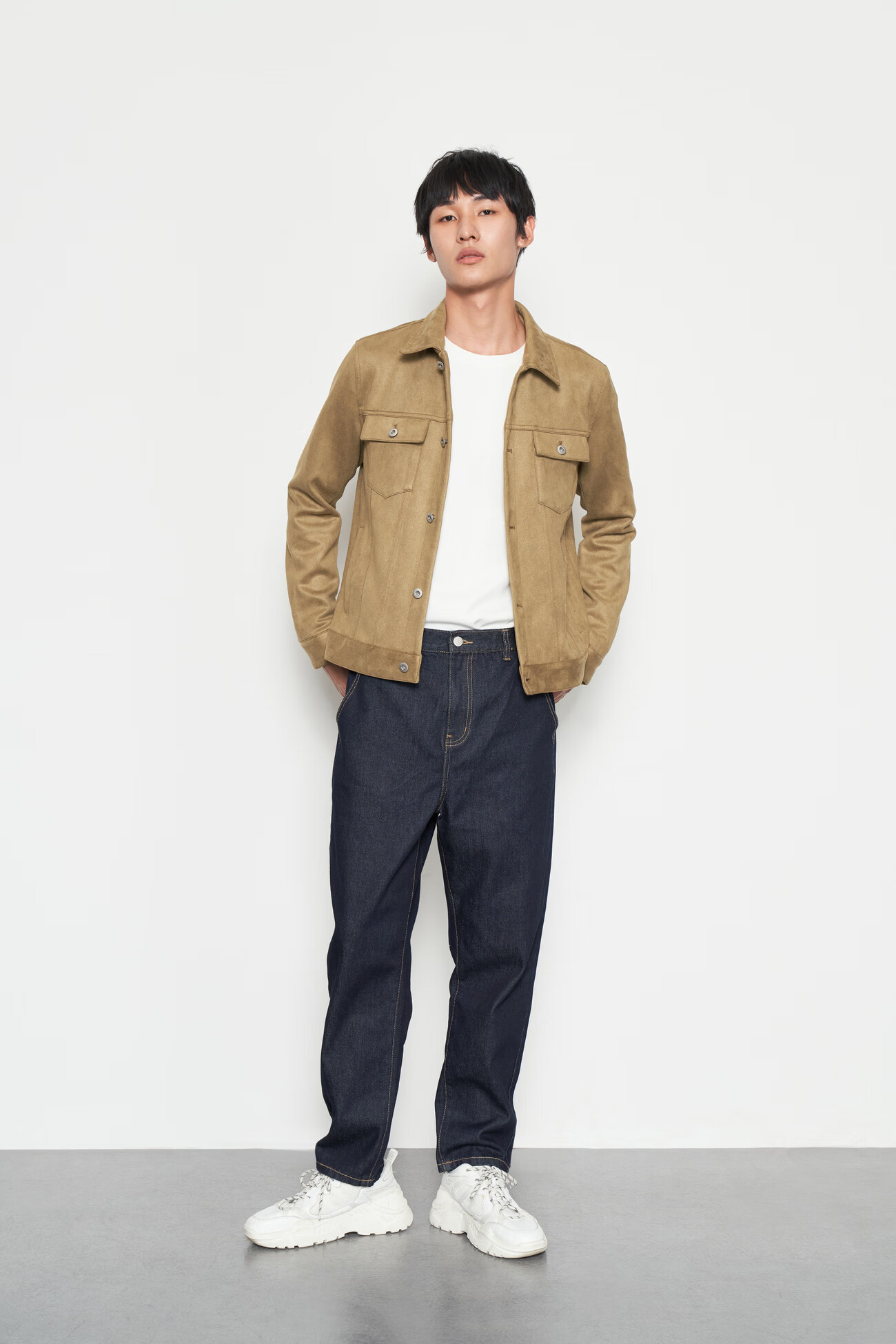 ur冬季男装合身翻领口袋饰长袖厚夹克外套mf43s1ex2000 深卡其 s