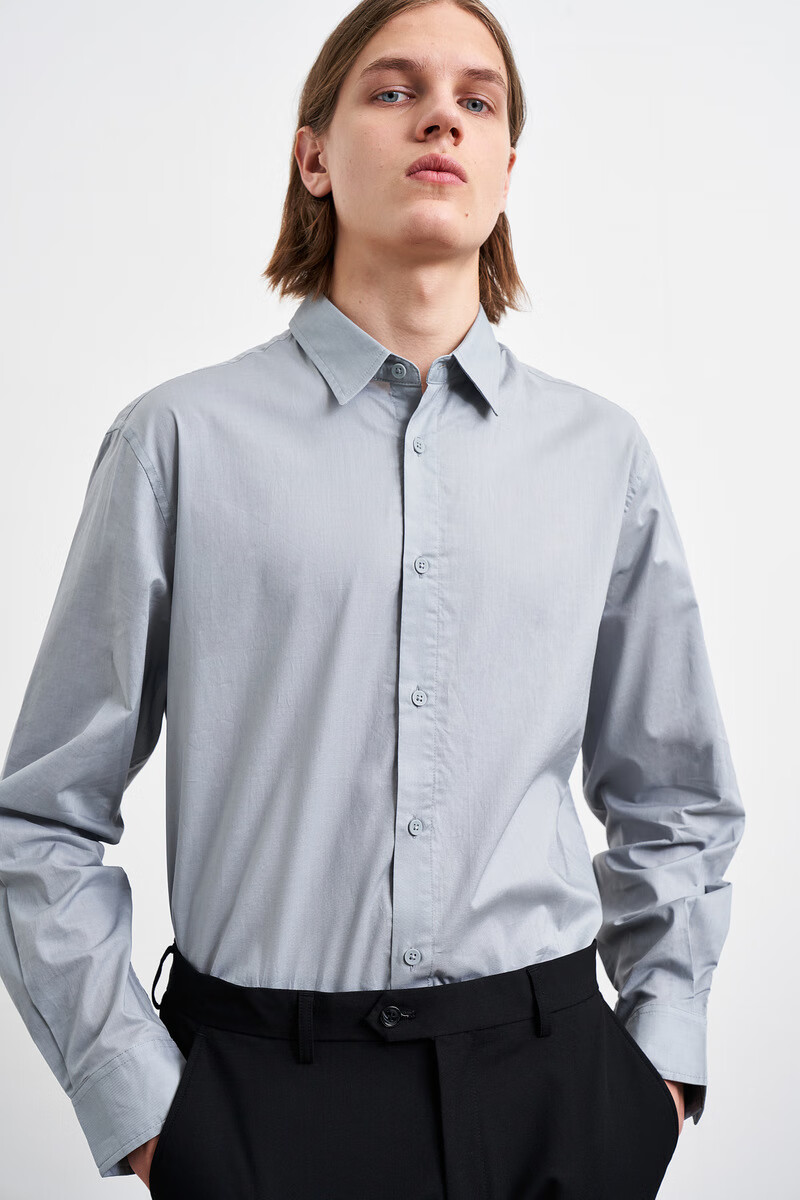 ur春夏男装时尚商务开襟长袖衬衫mf13r2be2000浅灰m