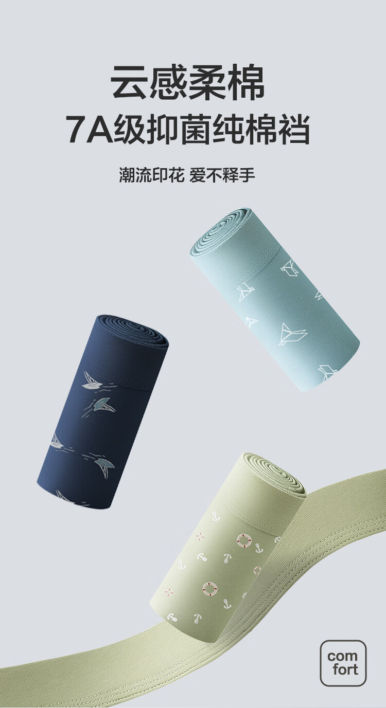Hodo Antibacterial Cotton-Modal High-Elastic Printed Underwear for Men, Trendy Youth Style, 4-Pack Set 2, L170 1