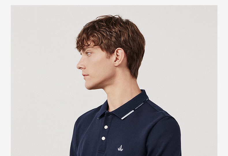 Navigare Men's Long-Sleeve Polo Shirt with Collar, Combed Long-Staple Cotton, Skin-Friendly Casual POLO Shirt 1335024503 2XL 16