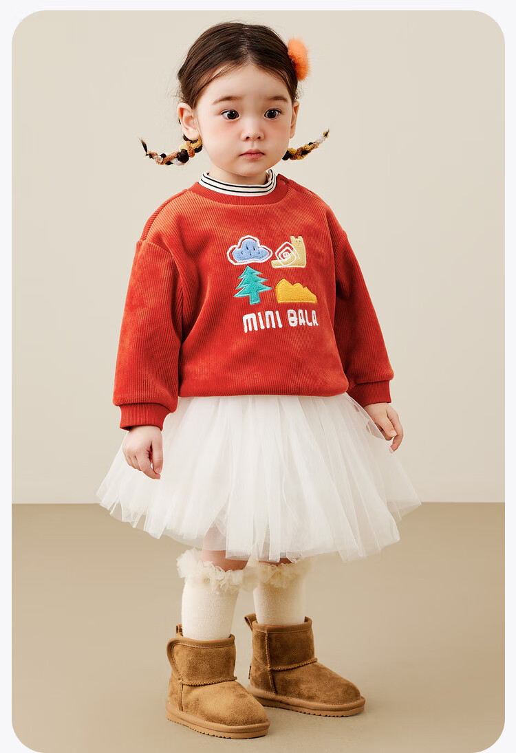 Minibala Fleece-Lined Hoodie Kids 2024 Winter New Warm Fake Two-Piece Cute Top 7