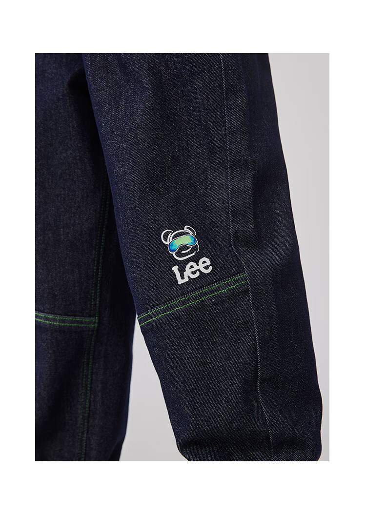 Lee Kids Children's Fashion Retro Contrasting Line Print Stretch Jeans Long Pants, Navy Blue, Size 110 12