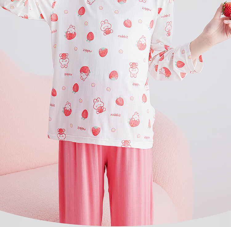 DEESHA [Ice Silk Smooth] Girls' Thin Long-Sleeve And Pants Pajamas, 7A Antibacterial Air Conditioning Wear, Children's Loungewear 1