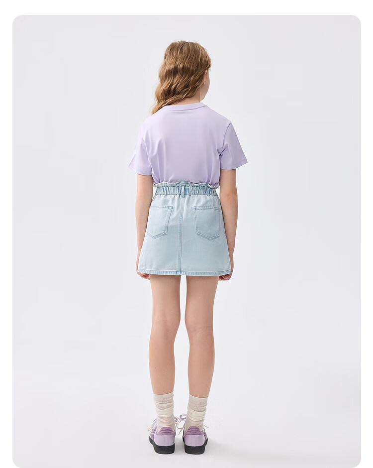 BALABALA Children's Clothing Girls' Shorts Summer 2025 All-Cotton Denim Casual Embroidered Puff Skirt 208225110004 18