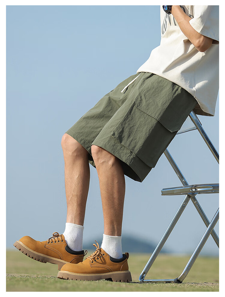 IZEXX Men's Cargo Shorts, Summer Fashion Versatile Large Pocket Simple Solid Color Sports Knee-Length Pants IZ706 Black 3XL 19
