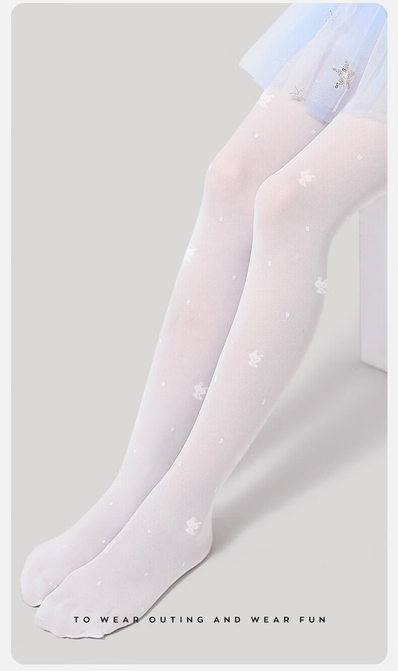 Barbie Children's Tights, Summer Thin Style, Girls' White Stockings, Ultra-Thin Base Socks, Breathable Base Pants, Girls' Thigh-High Socks 4