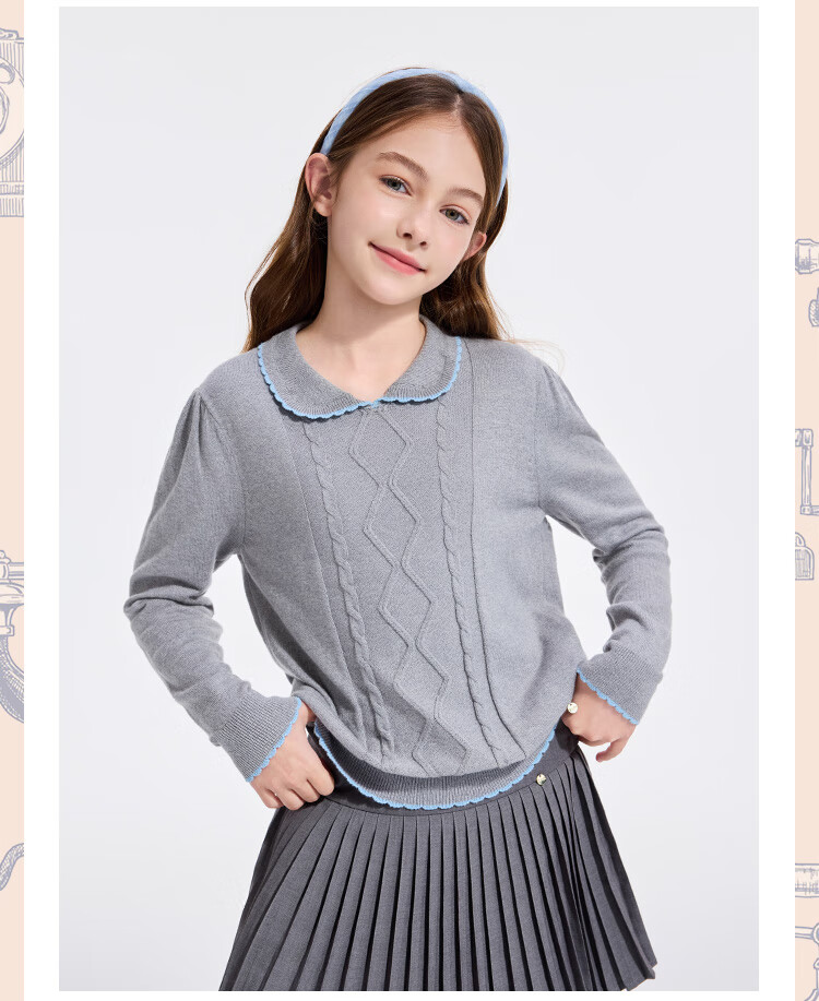 YEEHOO Girls Wool Blend Sweater Long Sleeve Warm Autumn Top White Size 160 7