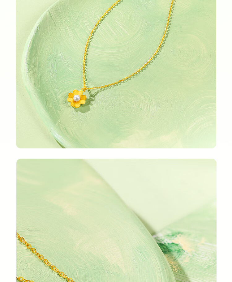 ZLF Garden Party Gold Necklace for Women with Pearl Pendant Women's Day Gift X0613050 Approx. 3.67g 40+5cm 13