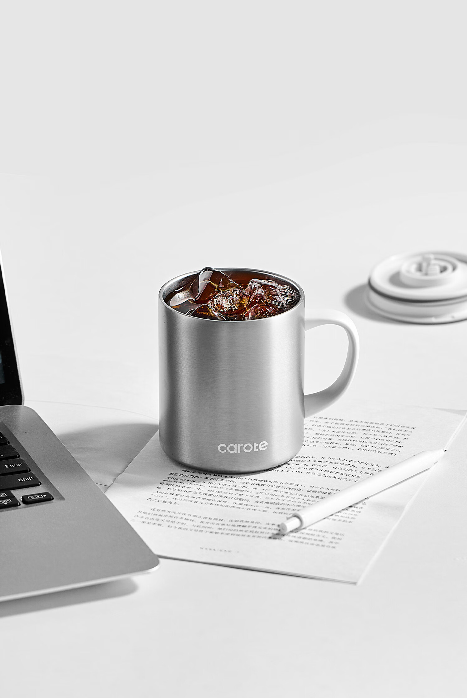 Carrot Insulated Mug with Lid, 316 Stainless Steel, Home Office Coffee and Tea Cup, White 5