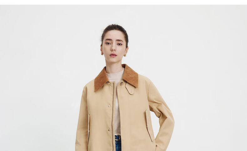 Navy Sail Italy Women's Short Workwear Trench Coat Full Cotton Barn Style Jacket 2331505501 White M 3