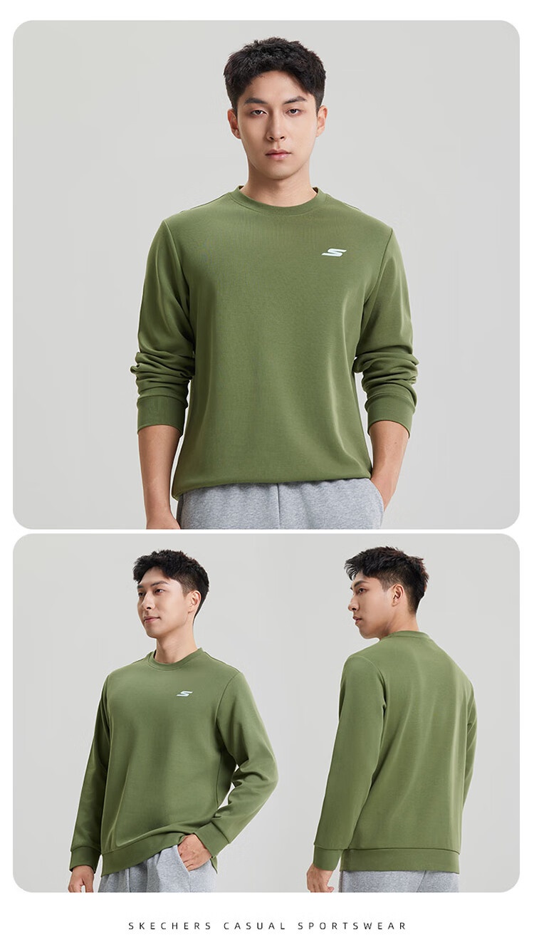 Skechers 7A Antibacterial Sweatshirt, 2026 Summer New Versatile Long-Sleeve Pullover Undershirt, Loose And Comfortable Top for Men And Wome 7