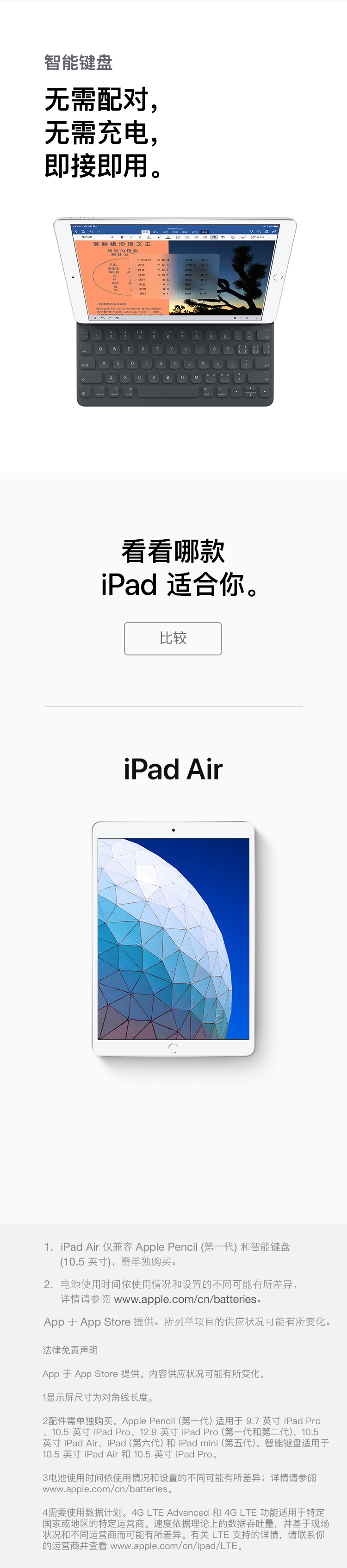 Apple iPad Air 3 2019年新款平板电脑 10.5英寸（64G WLAN版/A12芯片/Retina显示屏/MUUL2CH/A）黑/银/金