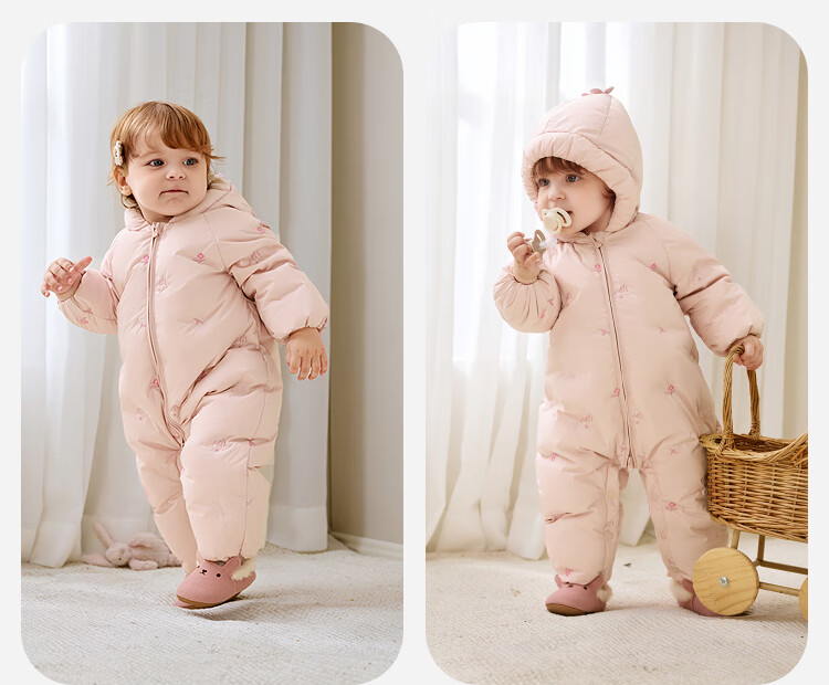 Minibala Girls' Down One-Piece Suit Baby Infant Cute Romper 2025 Winter [Sincere Velvet] 7