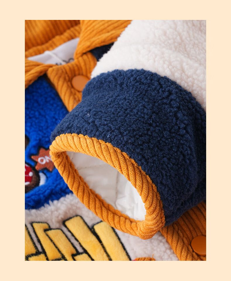 MOMOCO Boys' Winter Fleece-Lined Thick Jacket Children's Korean Style Patchwork Coat Kids' Clothing Colorful 120 2