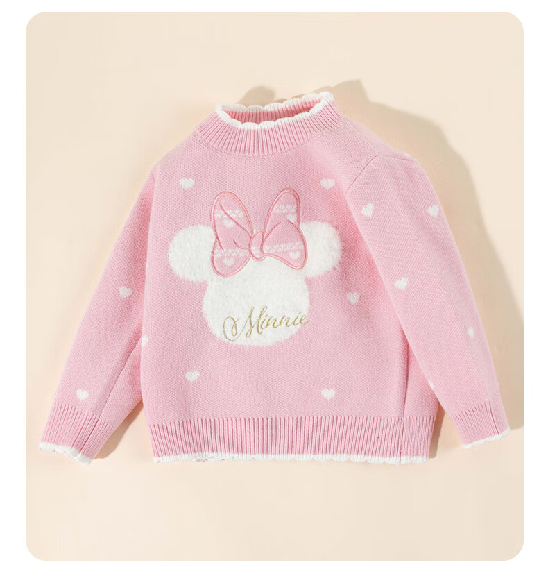 Disney Kids Autumn Winter Girls Knitted Sweater Fashion Casual Comfortable Warm Soft Skin-friendly Pink Size 100 3