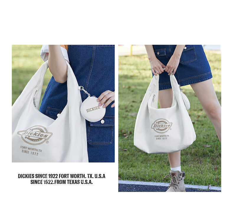 Dickies Denim Blue Large Capacity Shoulder Tote Bag Travel Commuter Casual Women's Bag 11