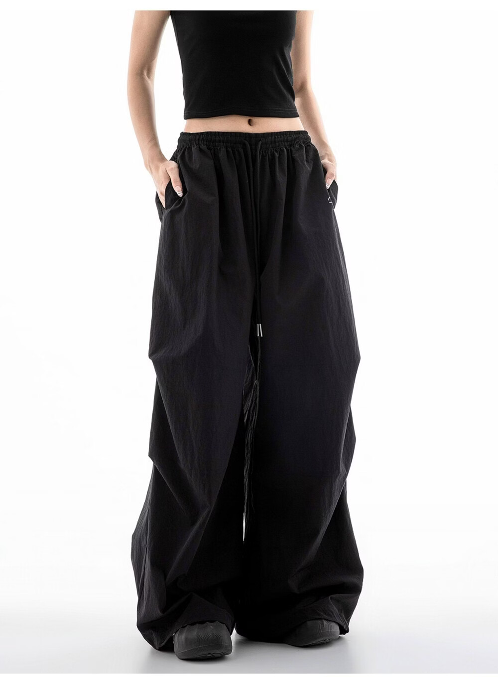 ICH MODE Women's American Style Summer Loose Lightweight Paratrooper Cargo Pants Straight Wide Leg Casual Pants Gray M 13