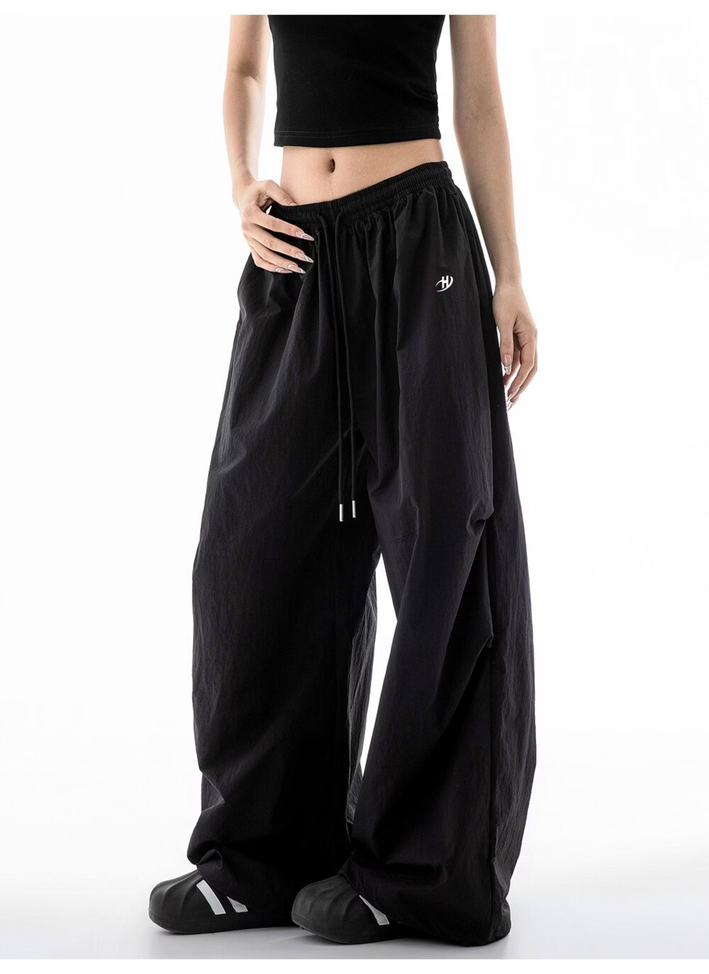 ICH MODE Women's American Style Summer Loose Lightweight Paratrooper Cargo Pants Straight Wide Leg Casual Pants Gray M 10