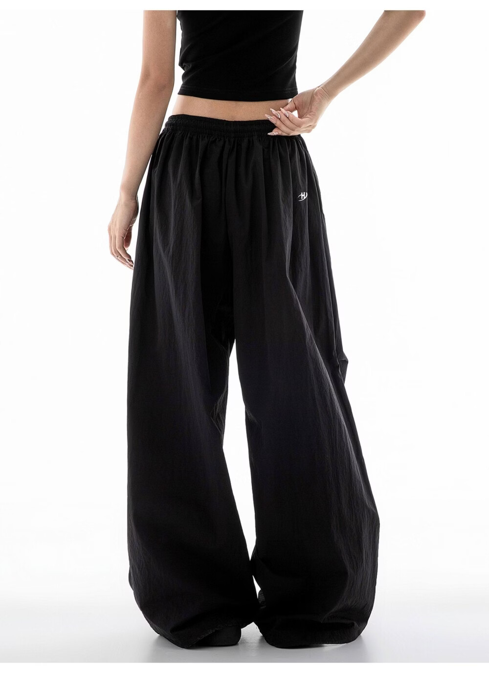 ICH MODE Women's American Style Summer Loose Lightweight Paratrooper Cargo Pants Straight Wide Leg Casual Pants Gray M 14