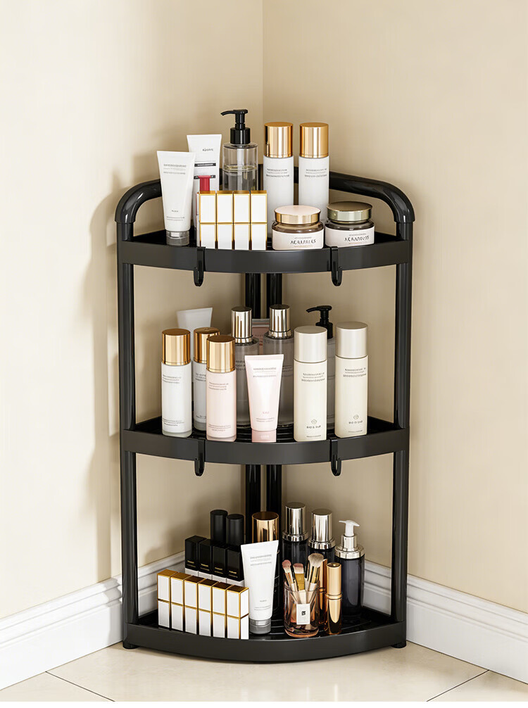 Ouranzo Bathroom Corner Shelf Kitchen Bathroom Storage Rack 3-Tier Triangular Floor Stand 19