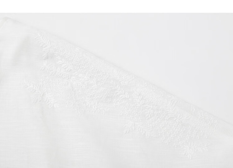 Demana Linen Cotton Blend Spring Elegant Embroidered Shirt 3/4 Sleeve High-Low Hem Petite Women's Blouse 6