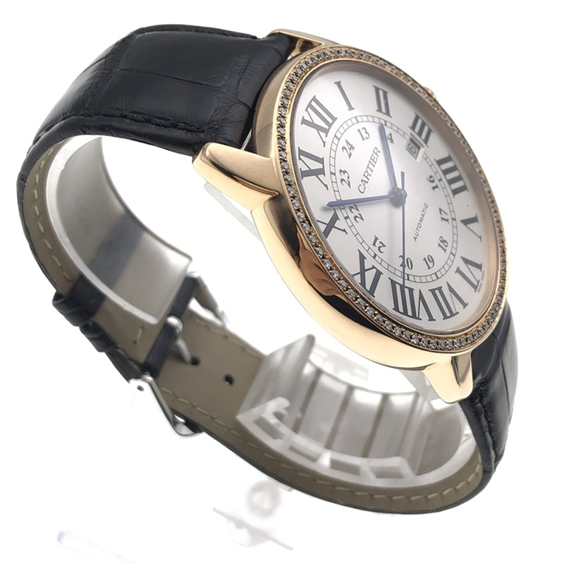 【二手95新】卡地亚cartier皮带男表w6701009自动机械后镶钻日历白面