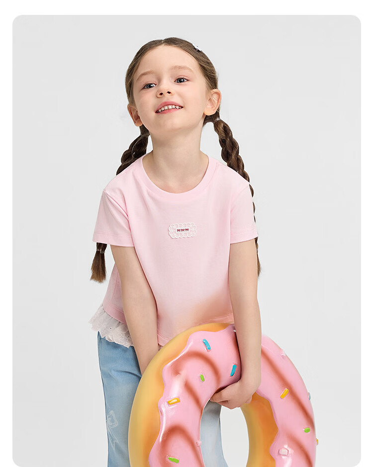 Balabala [balaOne] Kids Short Sleeve T-Shirt Girls 2026 Summer Simple and Exquisite Top 17