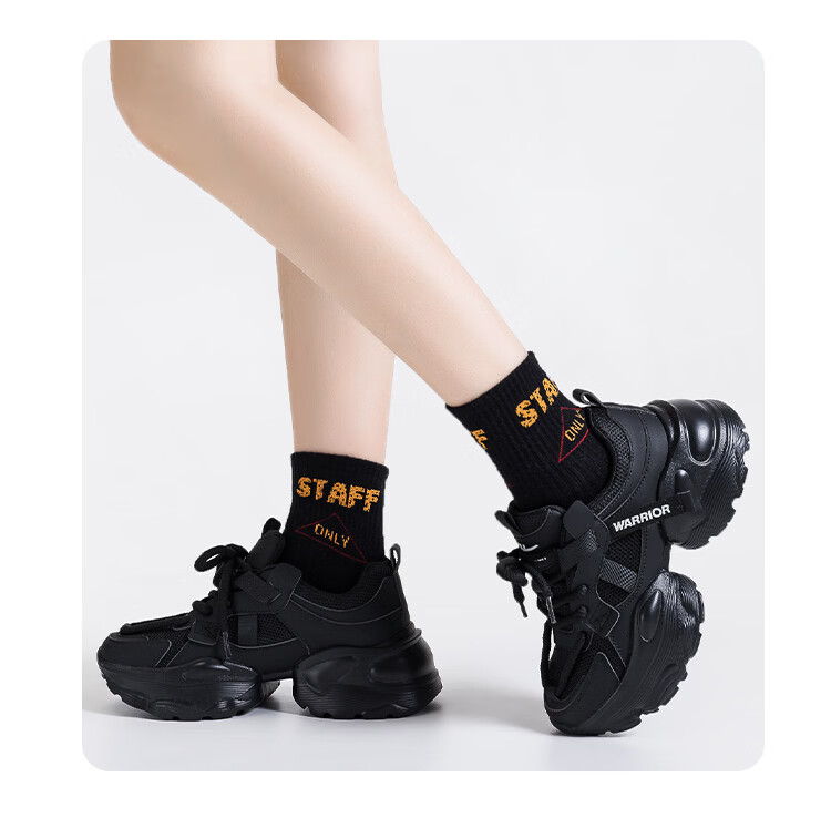Warrior Dad Shoes Women Thick Sole Height Increasing Lightweight Breathable Casual Sports Shoes 335 Black Size 35 11