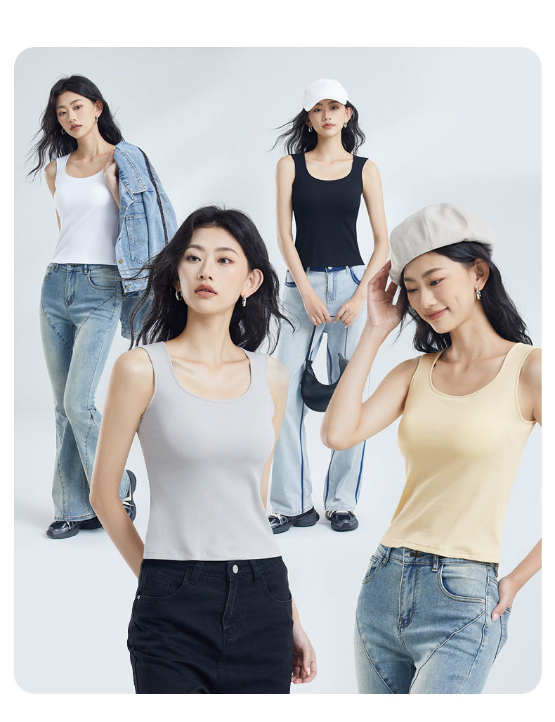 Fenteng Xinjiang Cotton Padded Vest for Women Four-Season Wide Shoulder Sleeveless Top 362 White M 2