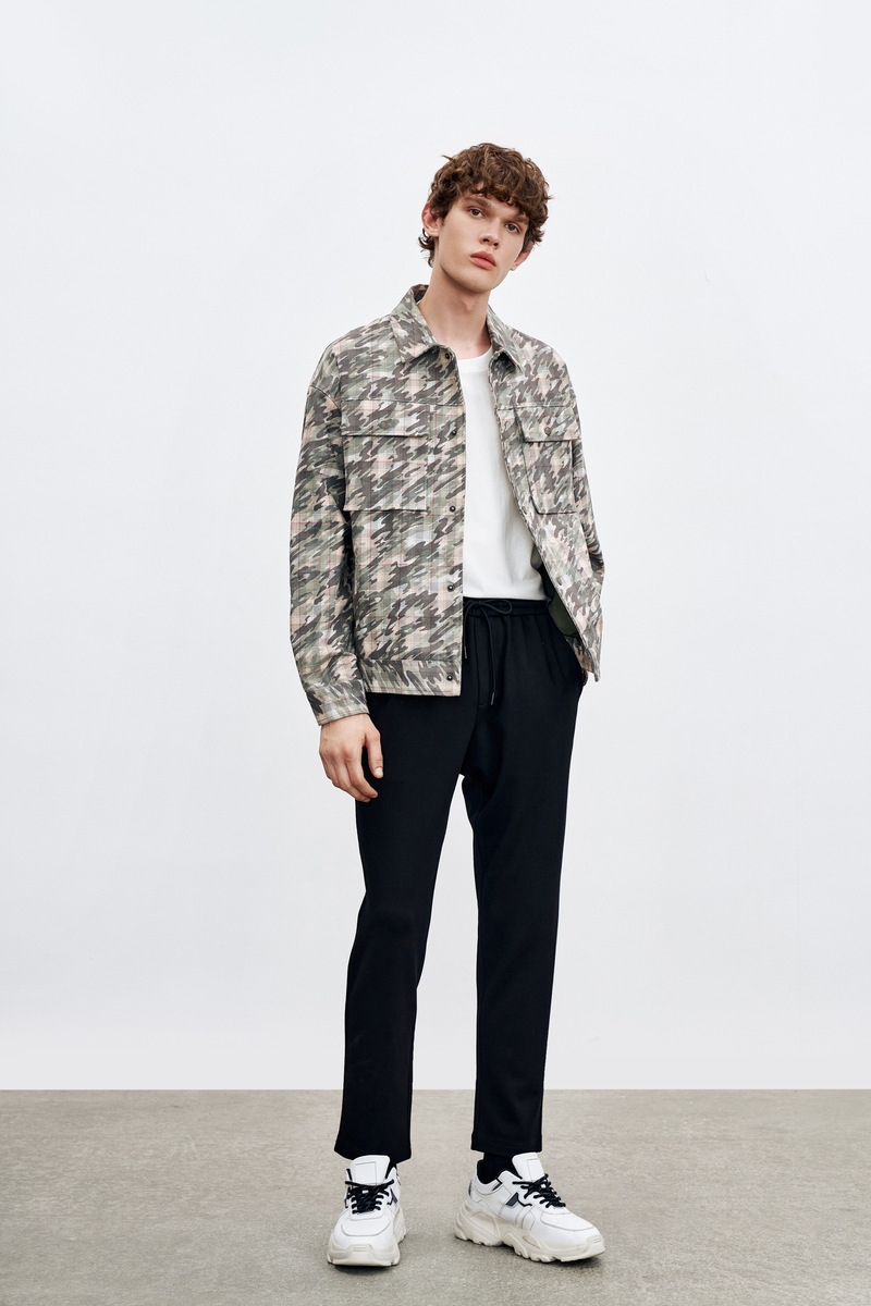 ur2021秋冬新品男装时尚工装格纹迷彩印花夹克外套ml39s1en2004军绿l