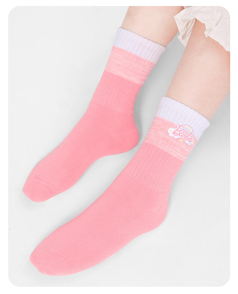 Barbie Girls' Socks, Short Socks for Toddlers, Spring And Autumn Socks for Girls, Student Children's Cotton Socks, Mid-Calf Versatile School Uniform Style Socks 12
