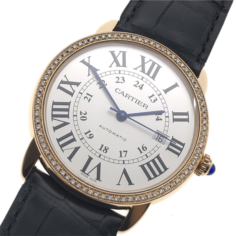 【二手95新】卡地亚cartier皮带男表w6701009自动机械后镶钻日历白面
