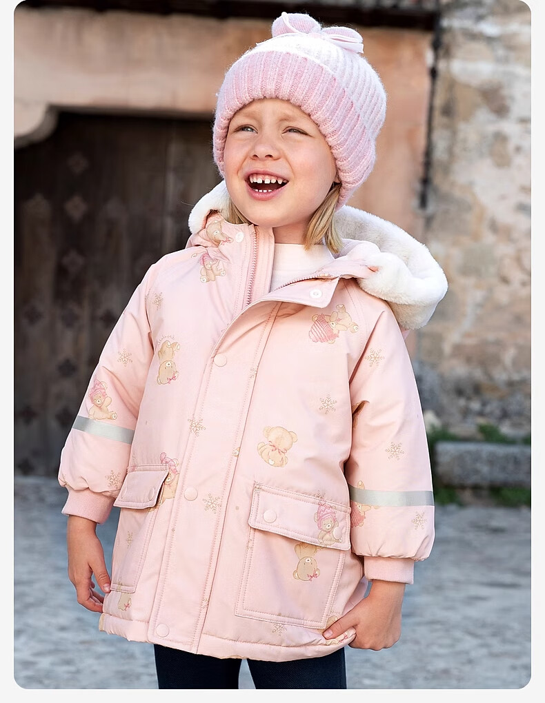 DAVE & BELLA Girls' Waterproof Thickened Cotton Padded Winter Jacket Kids Warm Coat Baby Cotton Coat 1