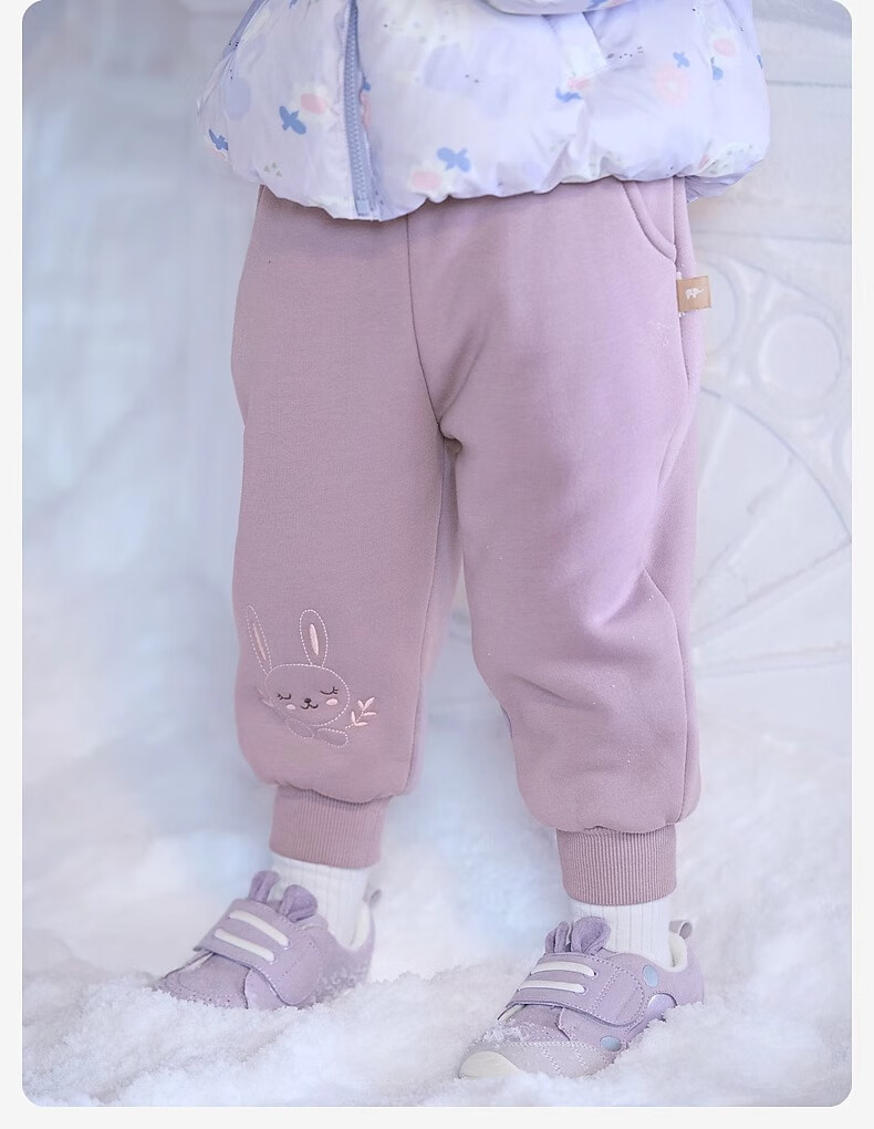DAVE & BELLA Children's Pants Winter Wear, Fleece-Lined Trousers for Baby Girls, Casual Pants for Boys, Long Pants for Kids 7
