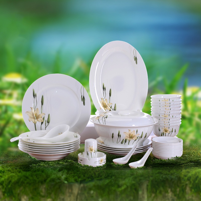 亿嘉ijarl 瓷魂 时尚骨瓷水仙子56头餐具套装 chh007-tj001