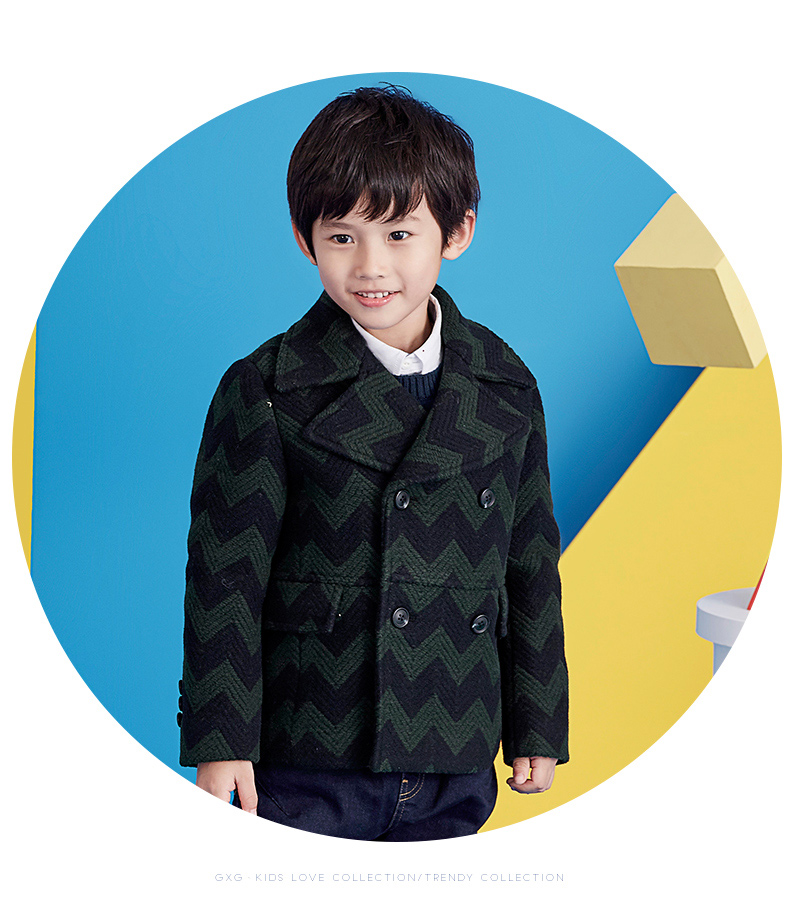 kids品牌童装男童大衣儿童保暖加厚呢大衣外套童装上衣秋冬新款e540